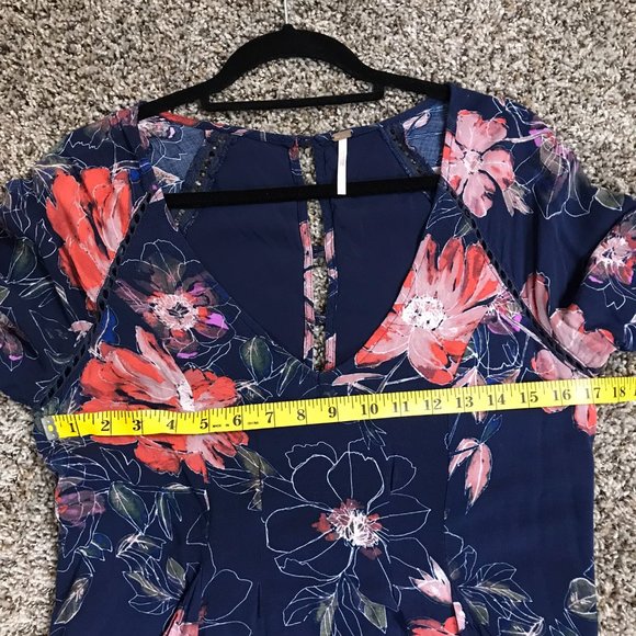 Free People Blue Floral Flowy Mini Dress - Picture 8 of 10